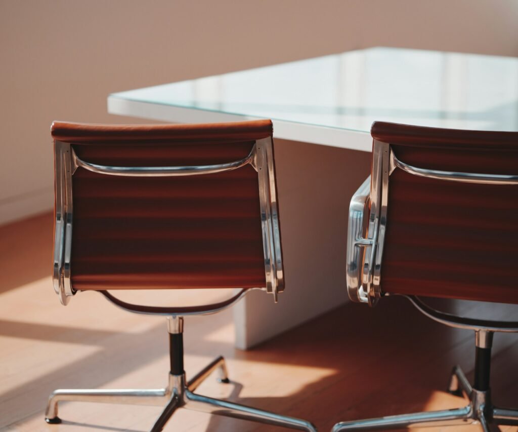 Fractional legal counsel: leather boardroom chairs at a simple table
